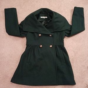 Kenneth Cole NY Dark Green Wool Blend Coat